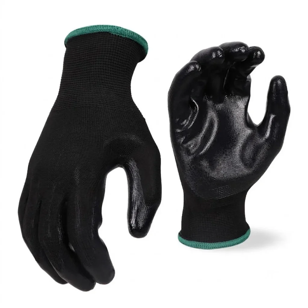 Black Nitrile Coated Work Gloves L Size – photo 1