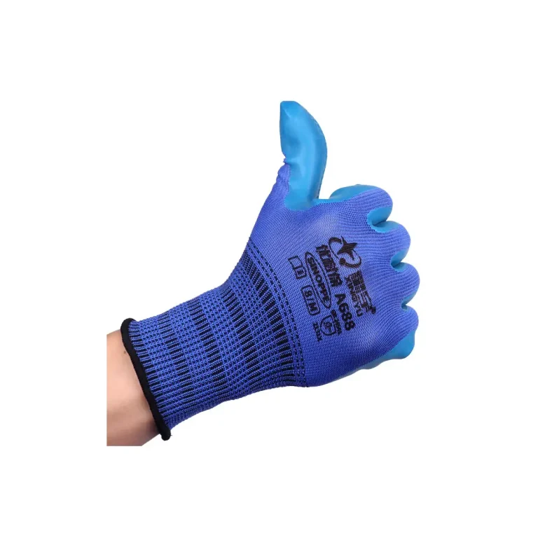 Blue Wear Resistant Latex Coated Work Safety Gloves L-Size – photo 3